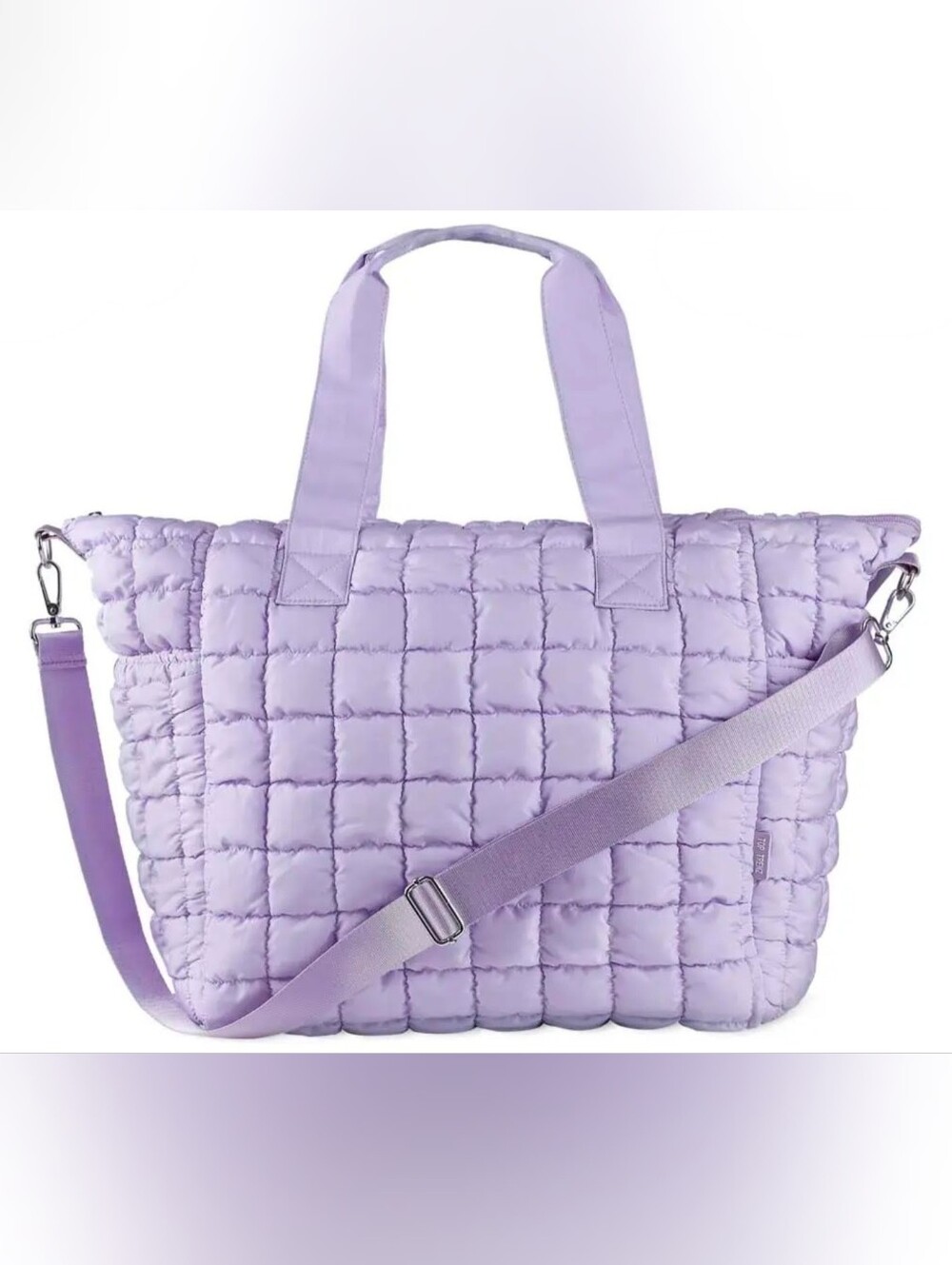 Quilted Lavender Tote Bag with Adjustable Crossbody Strap